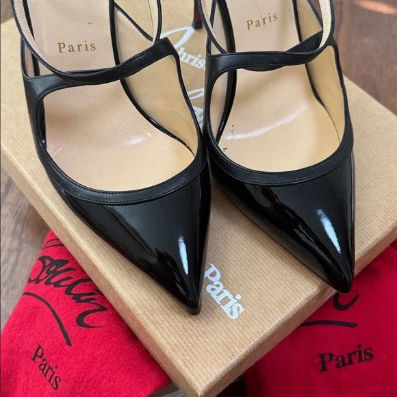 Christian Louboutin Crissos 100 Patent & Nappa Shiny Leather Pump Size 41.5 - Picture 5 of 14